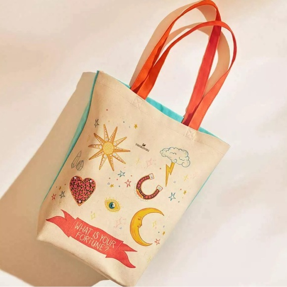 Swarovski What’s Your Fortune? Crystal Canvas Tote Bag Brand New - Picture 2 of 5